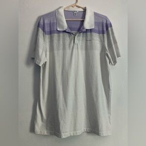 Calvin Klein SZ XL 100% cotton White and Purple Polo Shirt